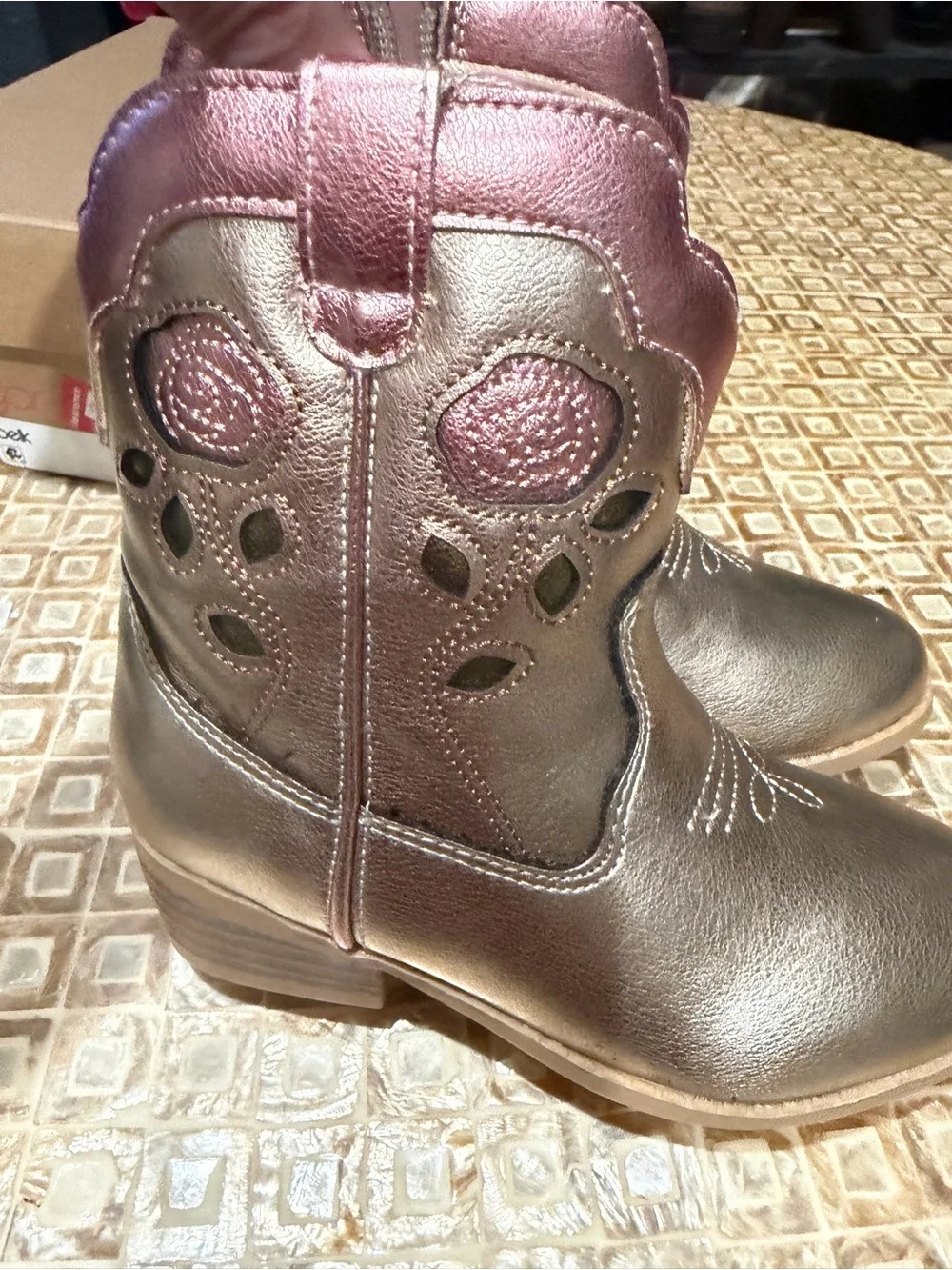 Sugar Metallic Pink and Bronze Kids Cowgirl Boots